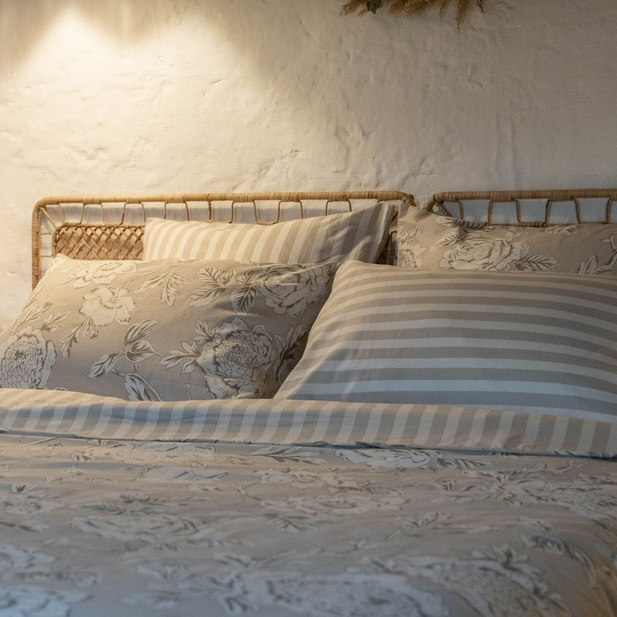 Housse de couette coton à fleurs - BUCOLIQUE beige, TERRE DE NUIT
