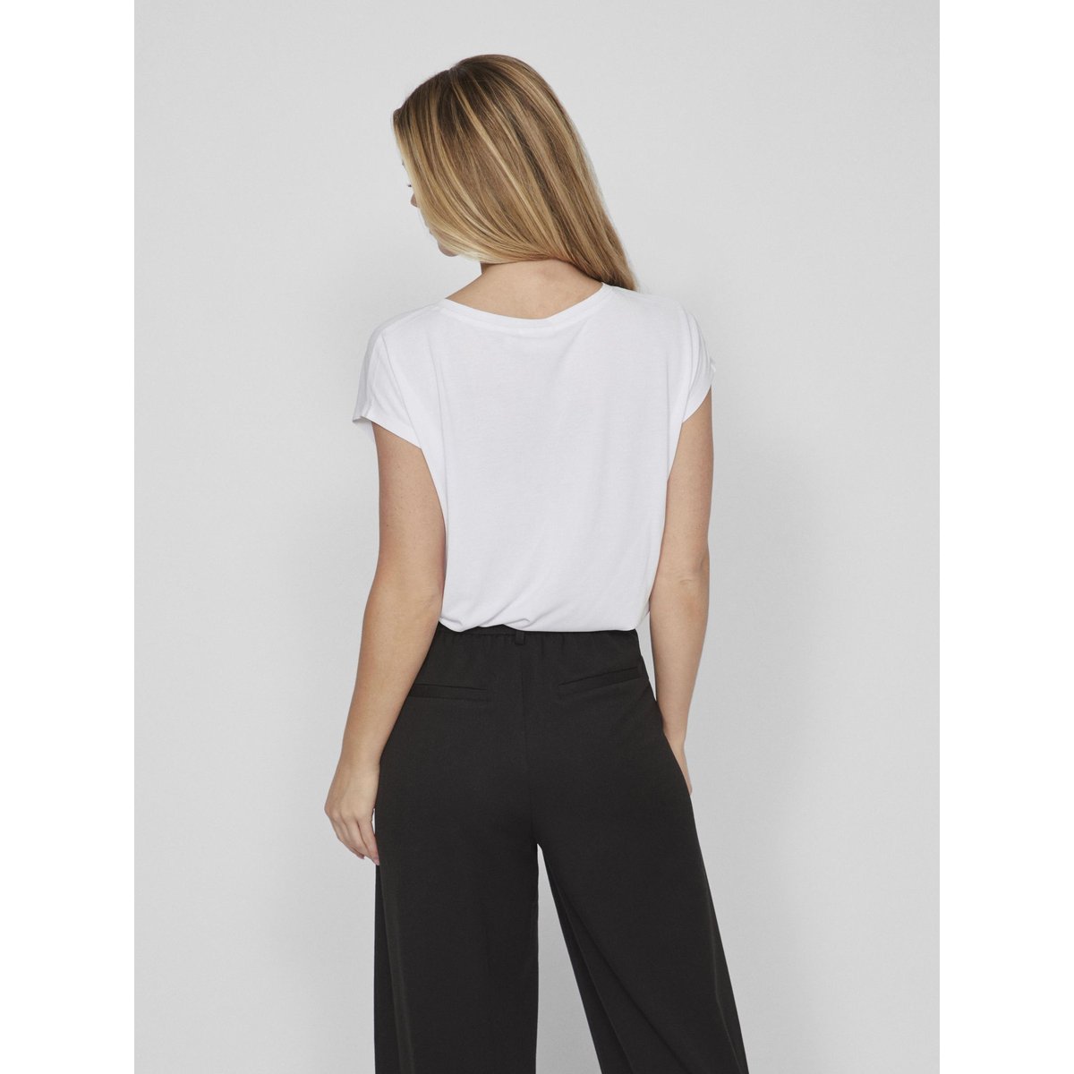 Tee shirt col v manches courtes blanc - optical snow, VILA