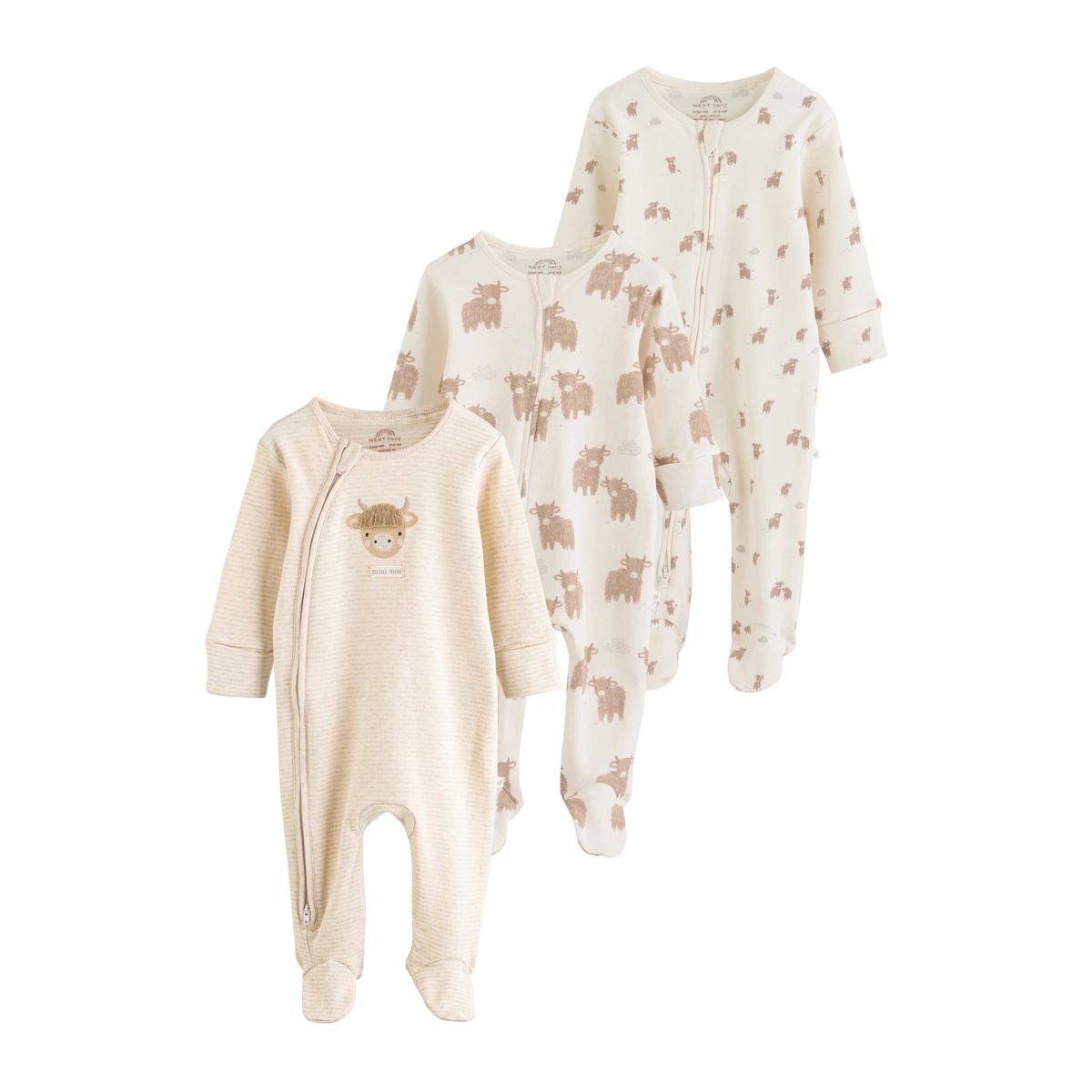 Dors-bien à zip double sens bébé, lot de 3 neutre hamish, NEXT
