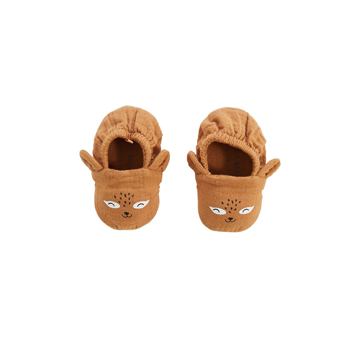 Chaussons bébé en gaze de coton Gabin ocre, PETIT BEGUIN