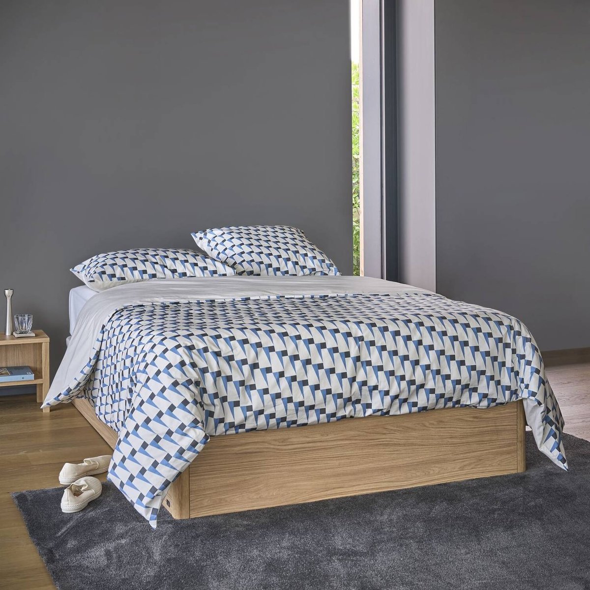 Lit coffre décor bois - SIMON bois clair, CAMIF