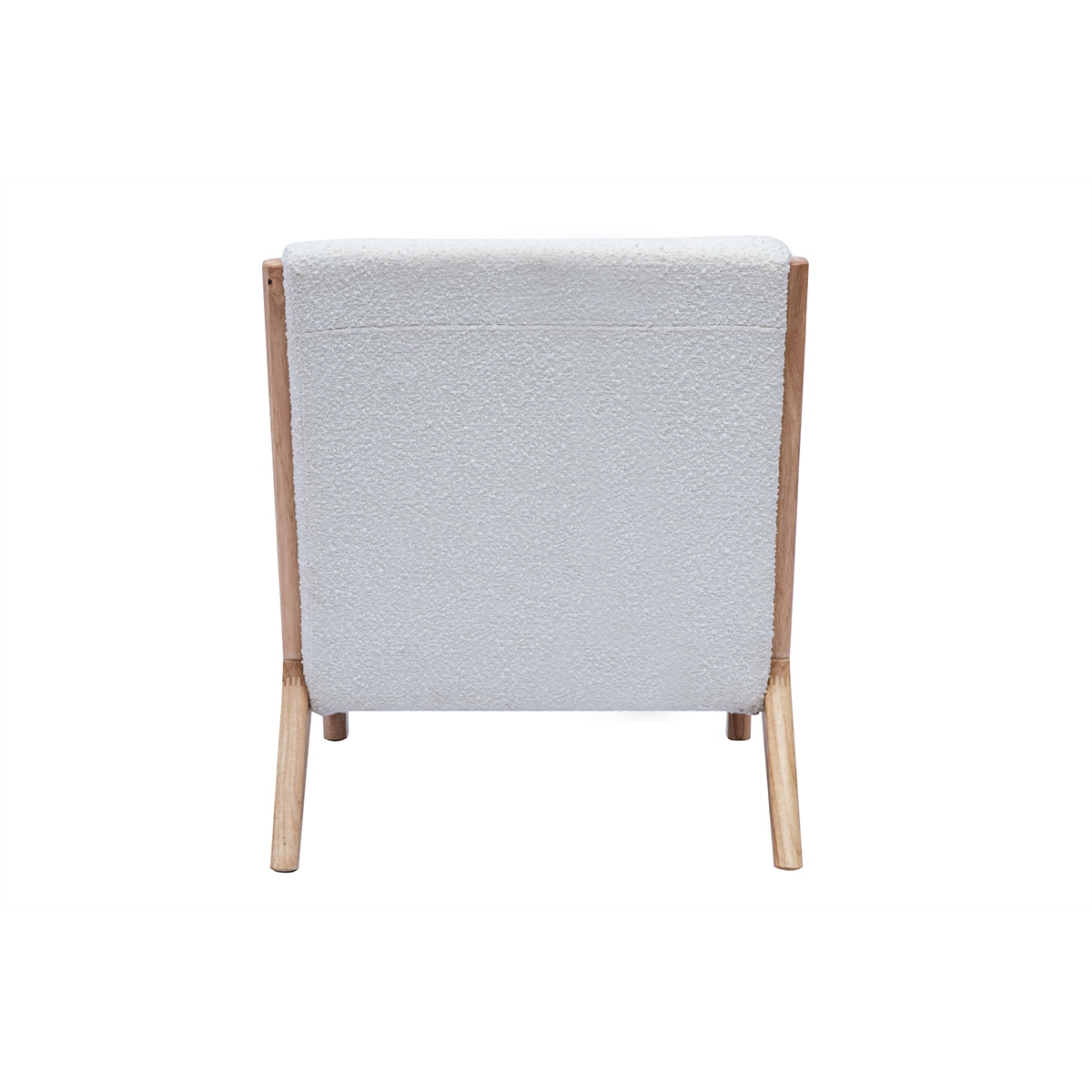 Fauteuil scandinave en tissu effet laine bouclée blanc et bois clair massif DERRY blanc, MILIBOO