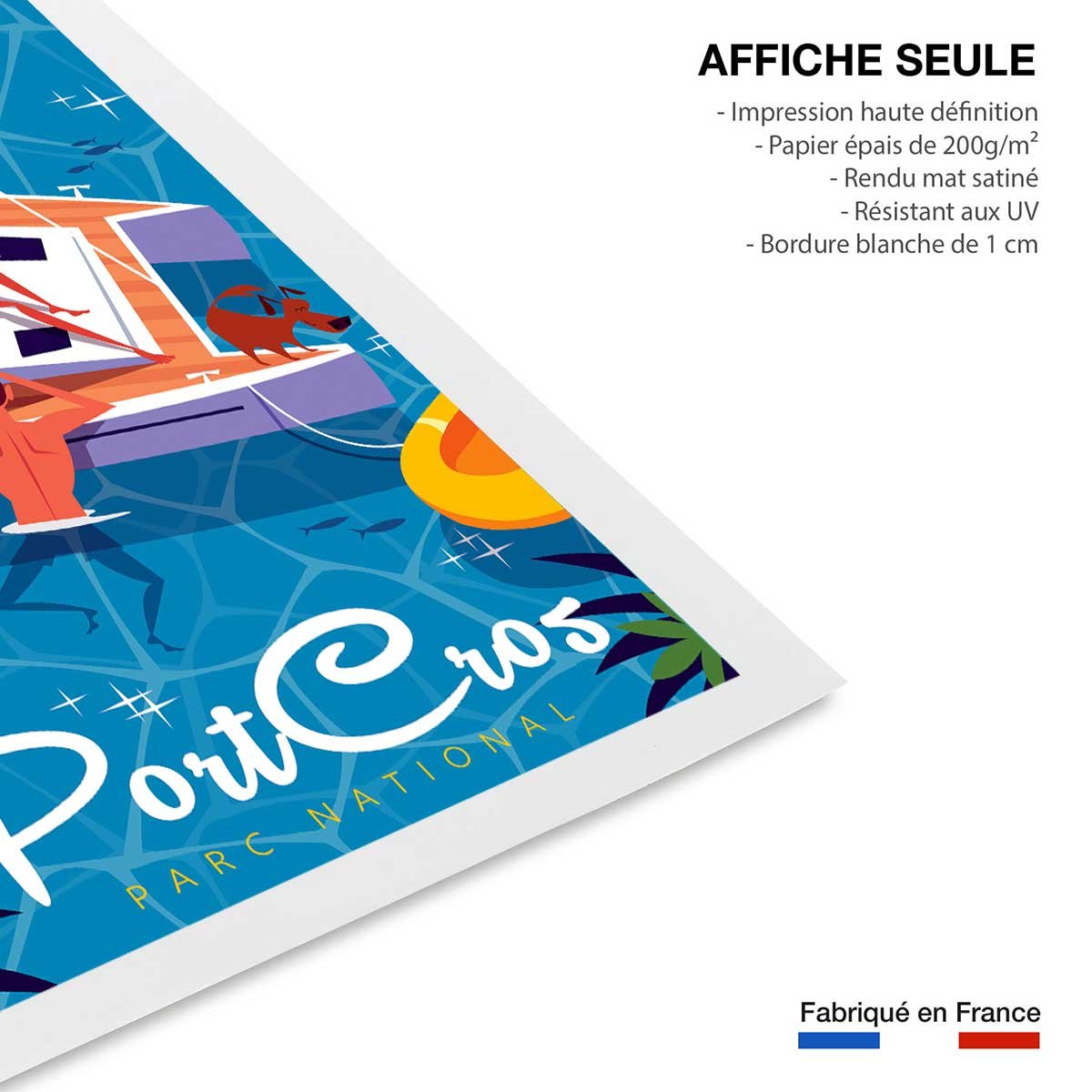 Poster de baignade à port cros affiche seule, HEXOA