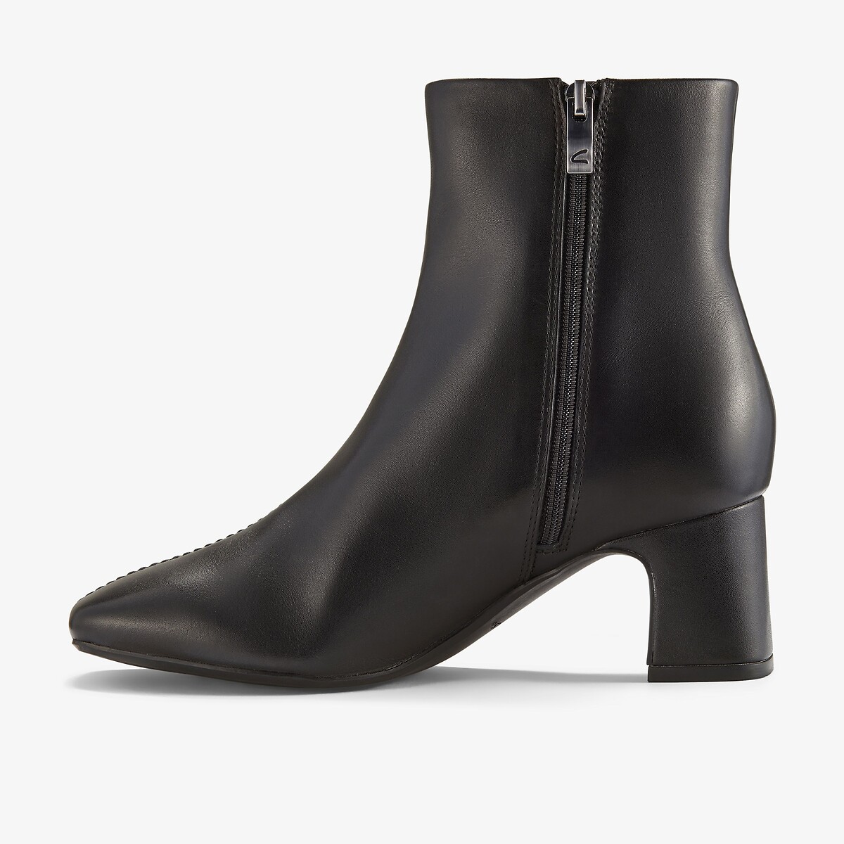 Botines de piel con tacón ancho negro, CLARKS