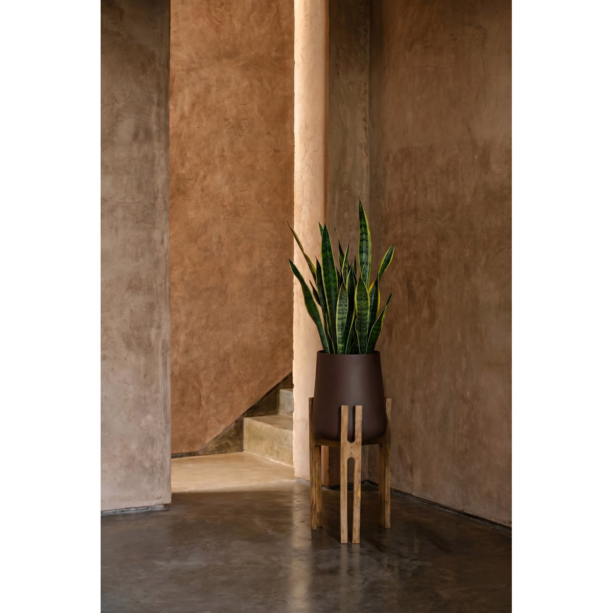 Cache-pot en laiton et bois FORKED brun naturel, BAZAR BIZAR
