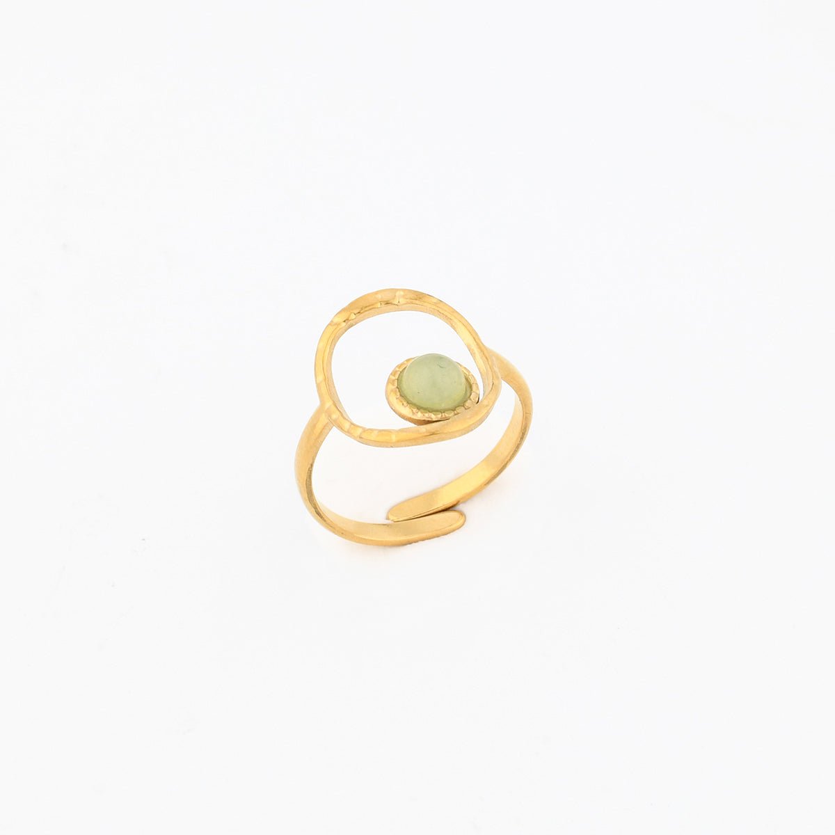 Bague ajustable en acier inoxydable avec pierre d'Aventurine vert, BALABOOSTE