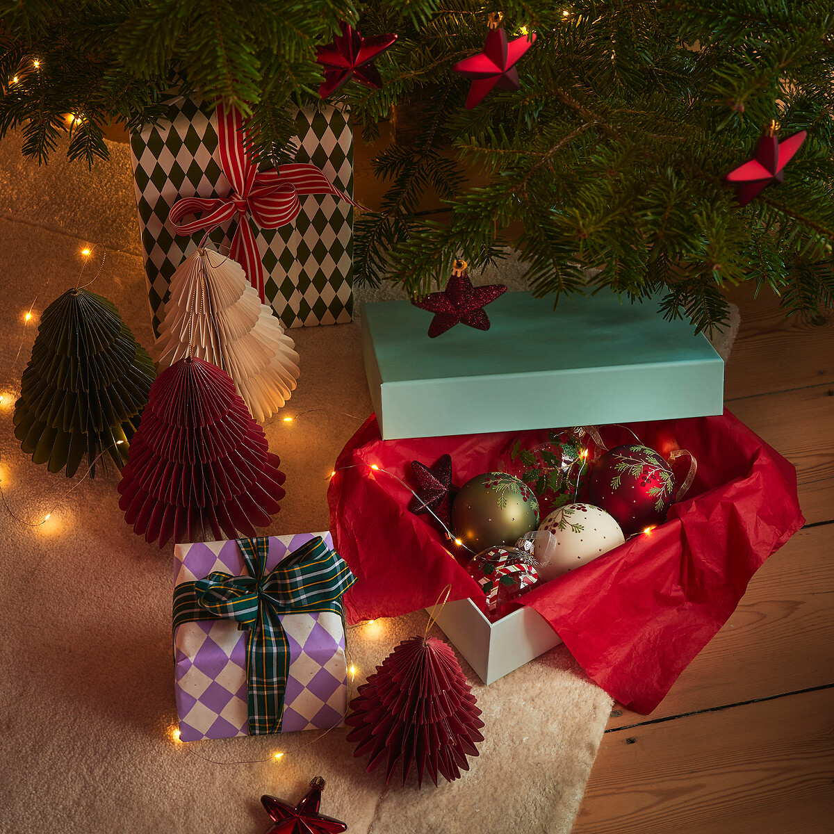 Lot de 2 sapins pliables, hauteur 15 cm, CASPAR vert, LA REDOUTE INTERIEURS