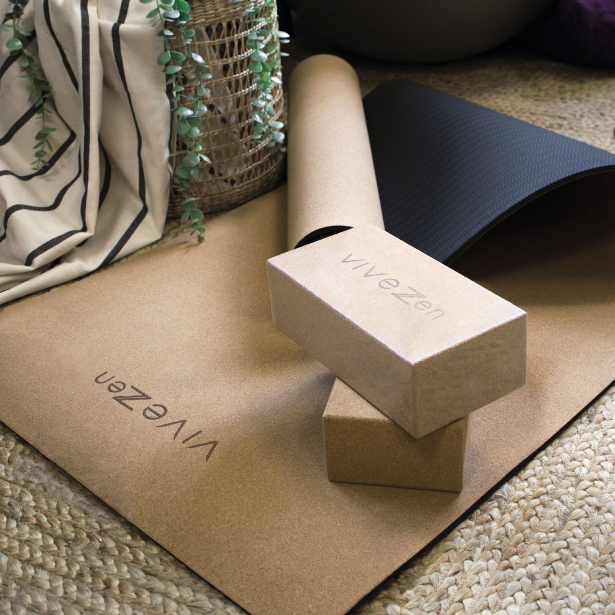Brique de yoga en liège beige, VIVEZEN