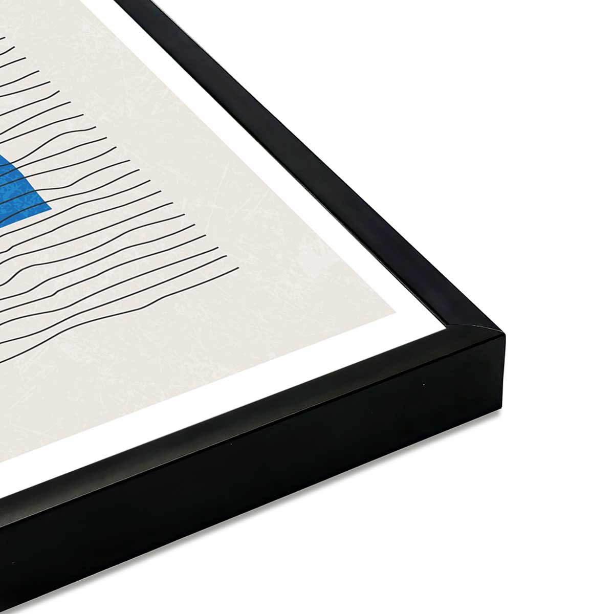 Affiche encadrée maison abstraite bleue affiche + cadre en métal - noir, HEXOA
