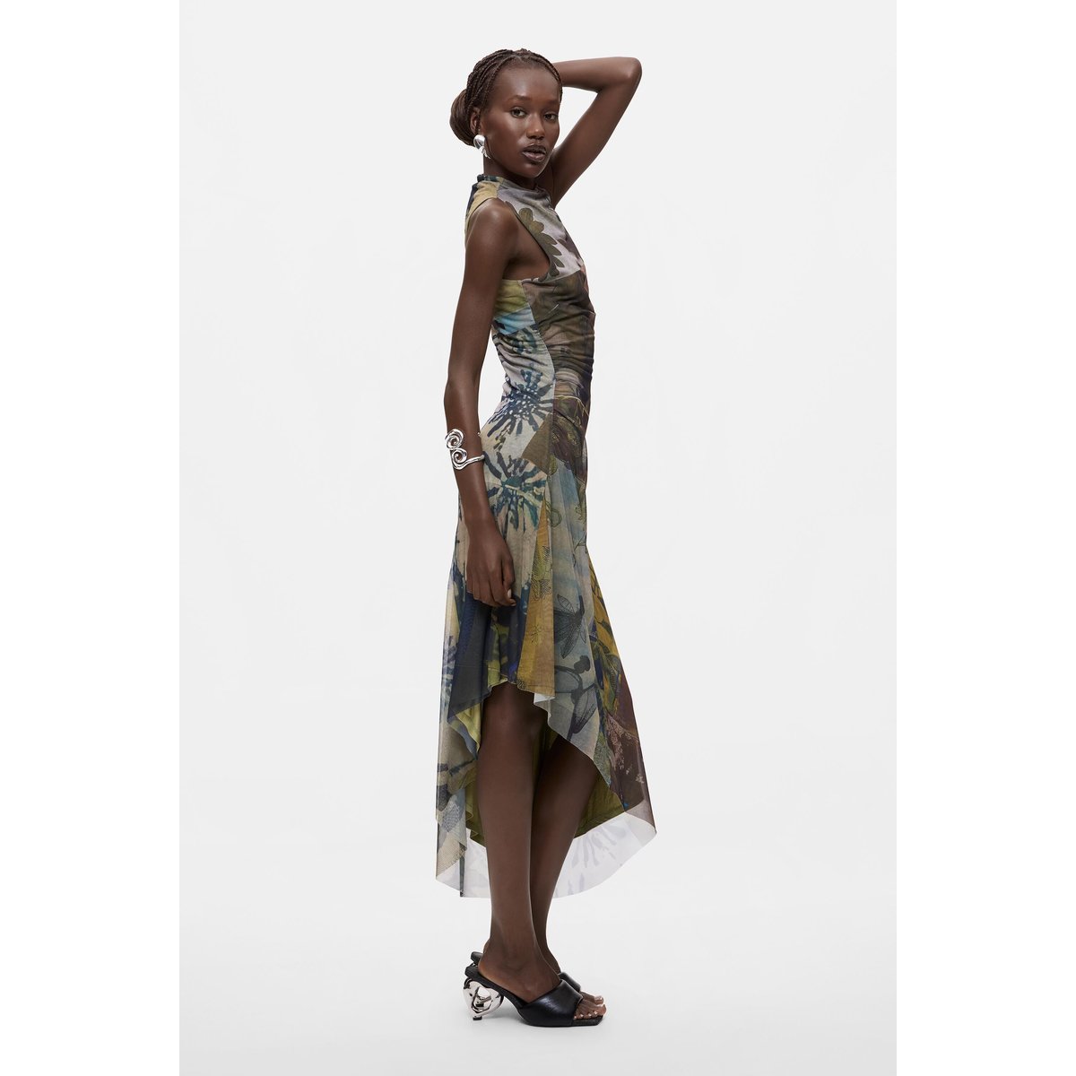Robe asymétrique sans manches vert, DESIGUAL