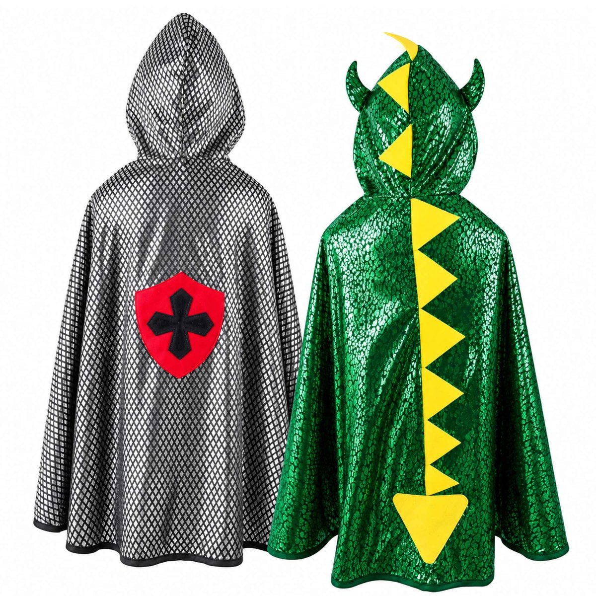 Déguisement enfant cape reversible chevalier dragon vert, GREAT PRETENDERS