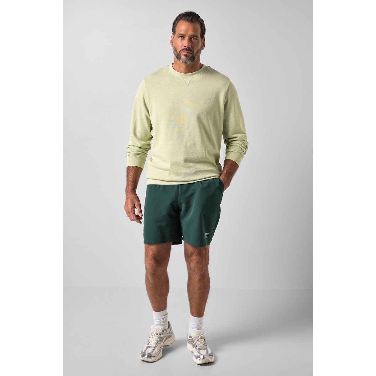 Sweat-shirt en molleton lisse vert agave, JP1880