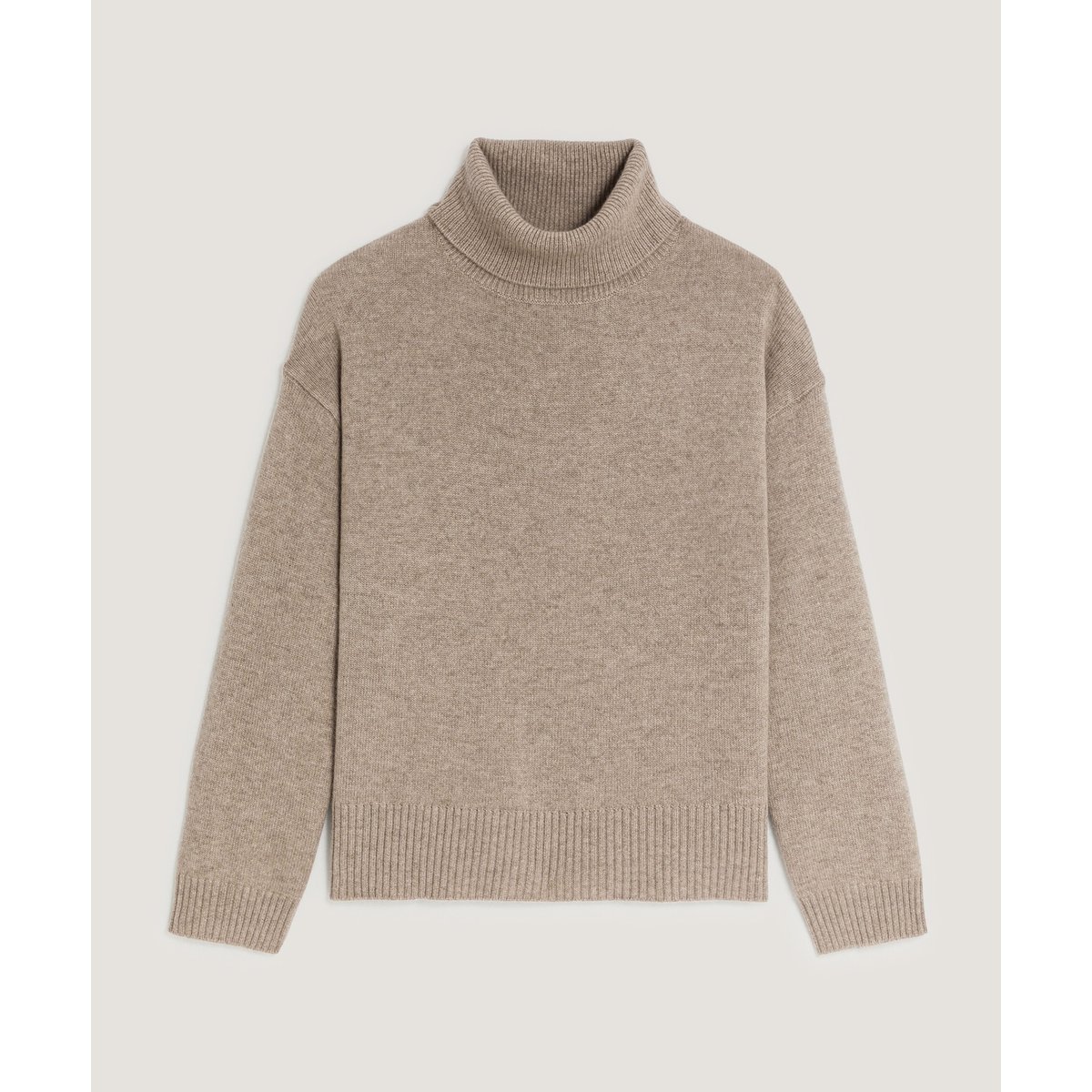 Pull col roulé oversize en cachemire marron taupe, RODIER