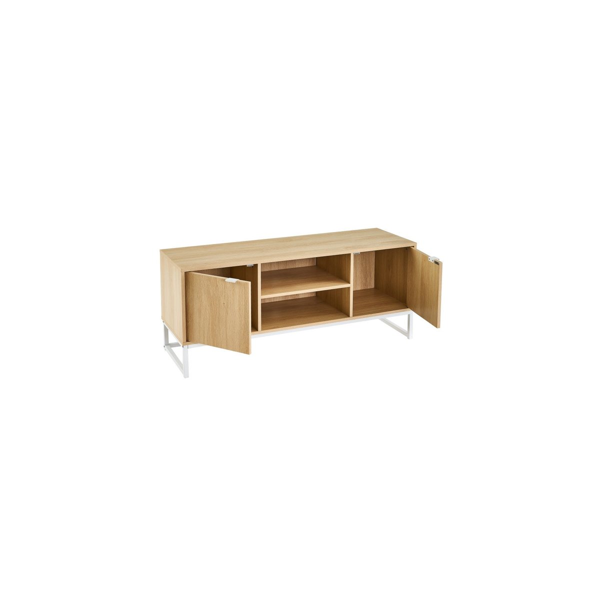 Meuble de télévision bois et métal blanc 2 portes - 120x39x52.5cm bois, WADIGA