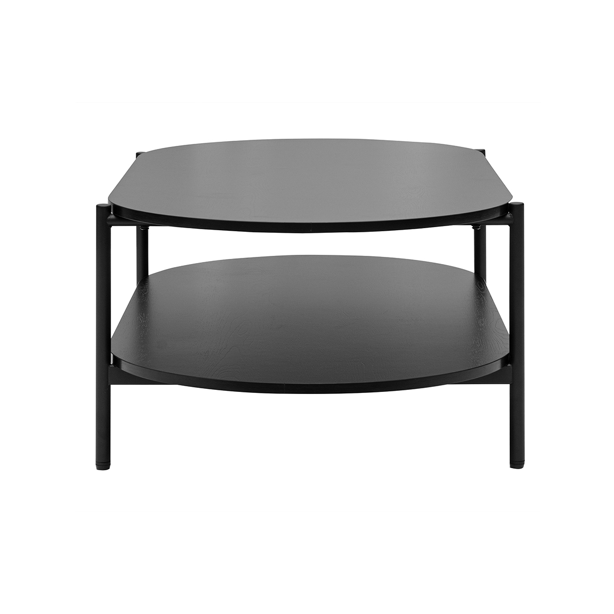 Table basse ovale finition bois foncé noyer et métal L115 cm BRUNA noir, MILIBOO