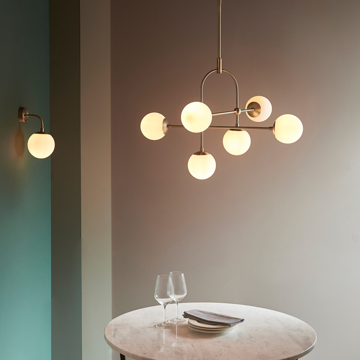 Bolton 6-Light White Glass Pendant Light white, ÉDITÉ