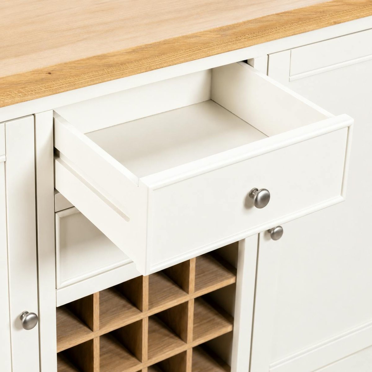 Buffet blanc style bord de mer avec range-bouteilles VELIA blanc, PIER IMPORT