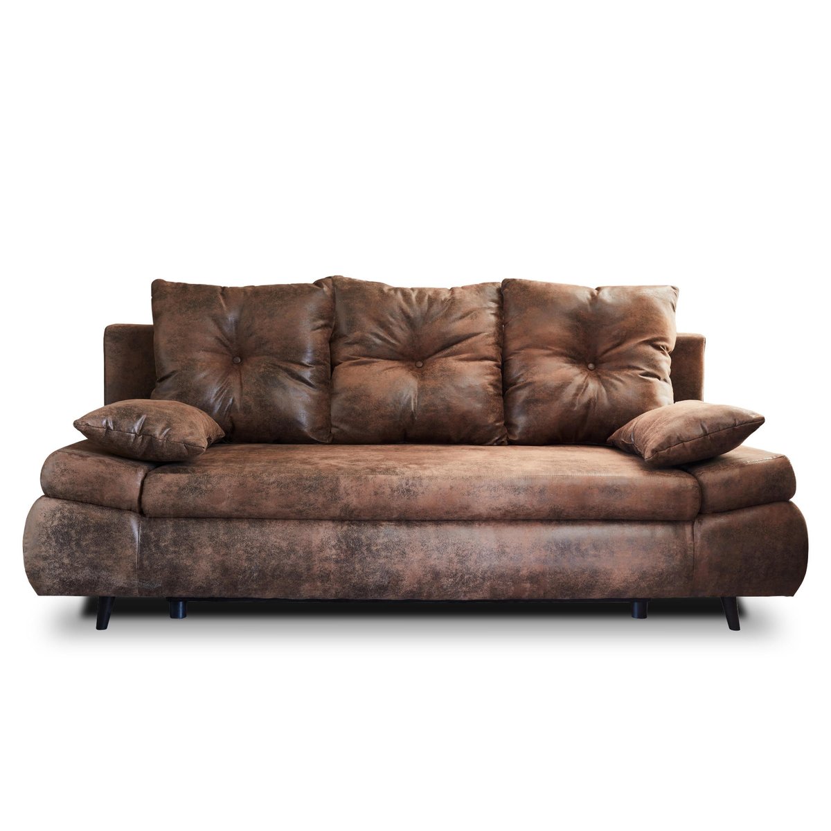 Canapé 3 places convertible style industriel, LARSON marron, BEST MOBILIER
