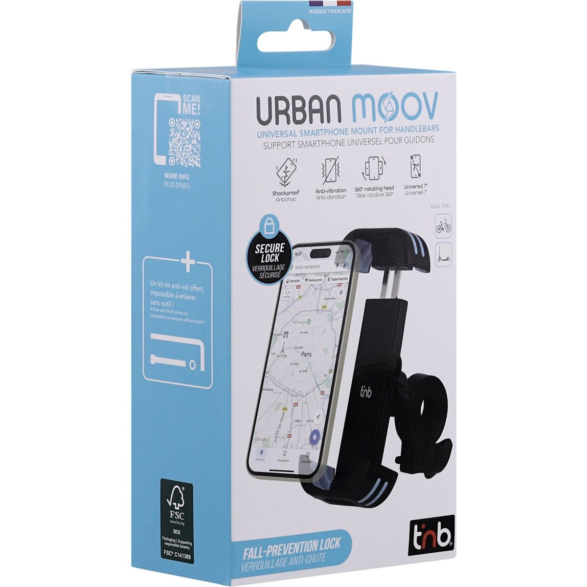 Support smartphone smartphone renforcé universel noir, TNB