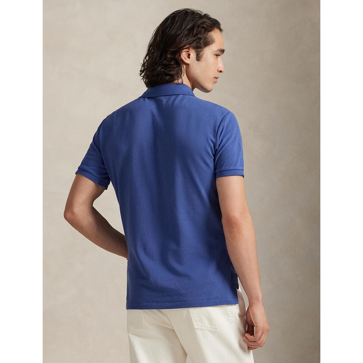 Polo in piqué custom slim fit blu royal, POLO RALPH LAUREN