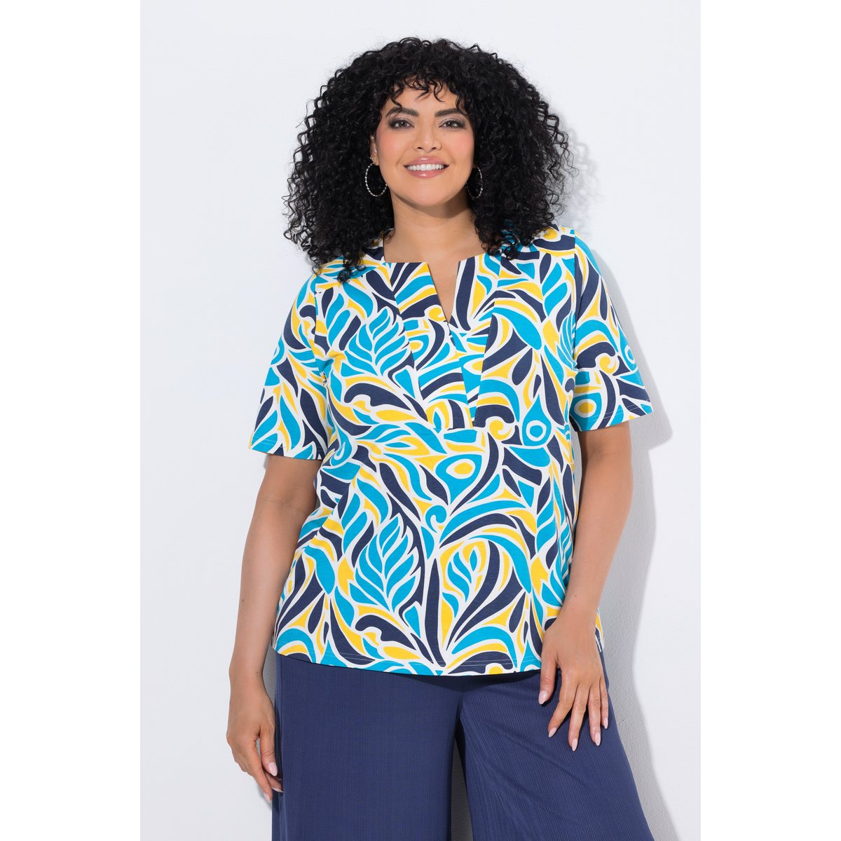 T-shirt esprit tunique aqua turquoise, ULLA POPKEN