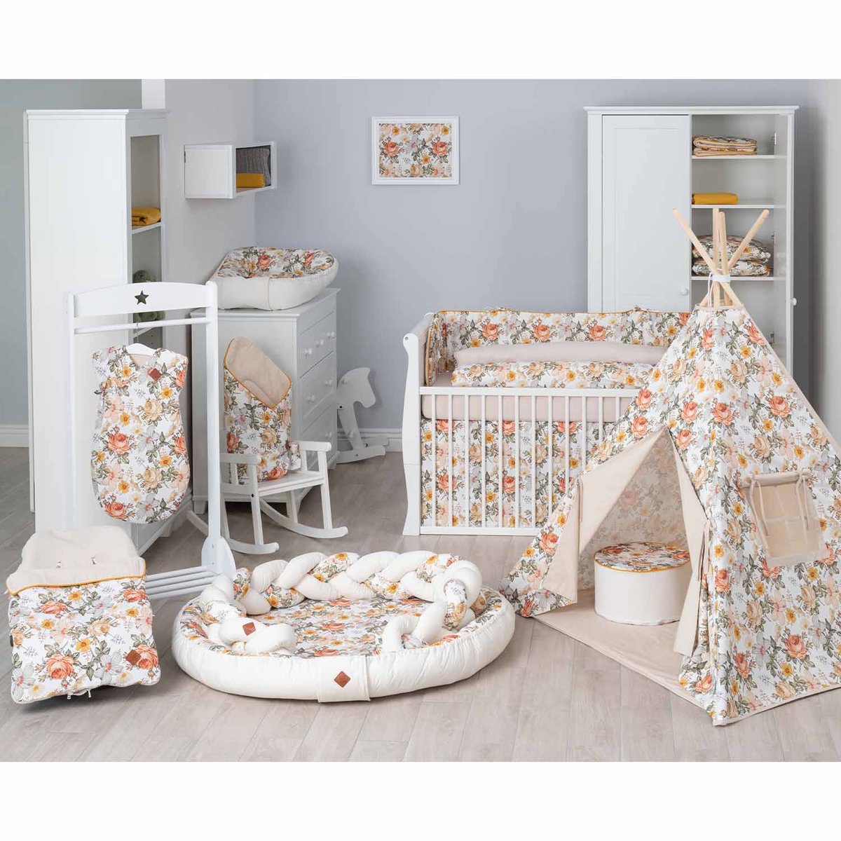 Protège carnet de santé en satin de coton NÉO VINTAGE néo vintage imprimé floral, beige, blanc, SEVIRA KIDS