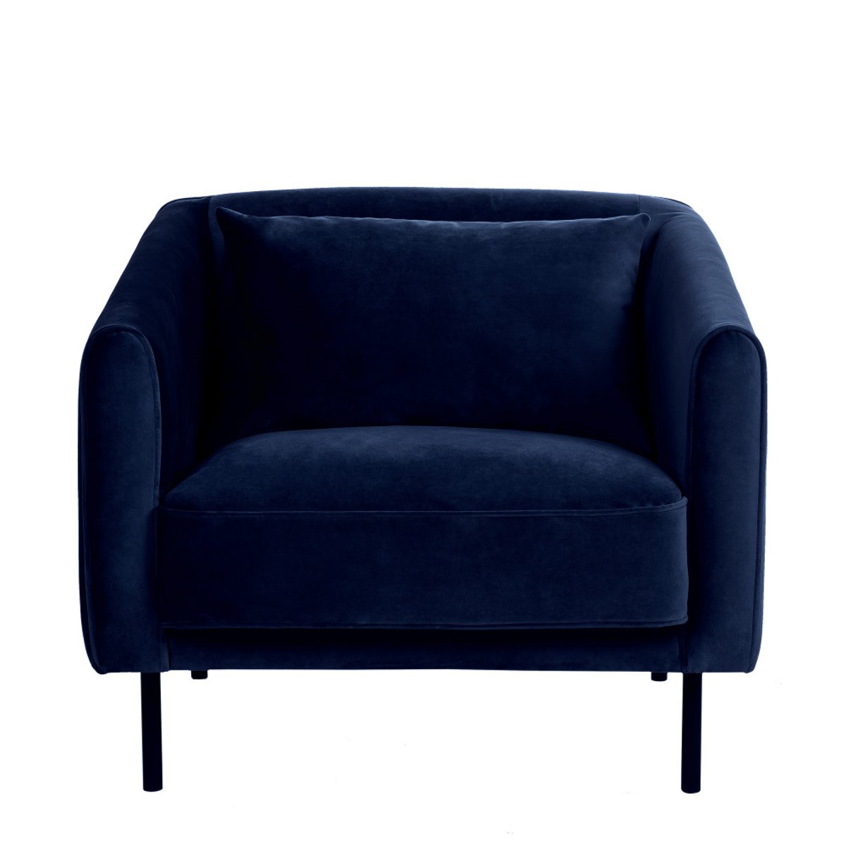 Fauteuil en velours pieds droits en métal- WINSEN bleu marine, DRAWER