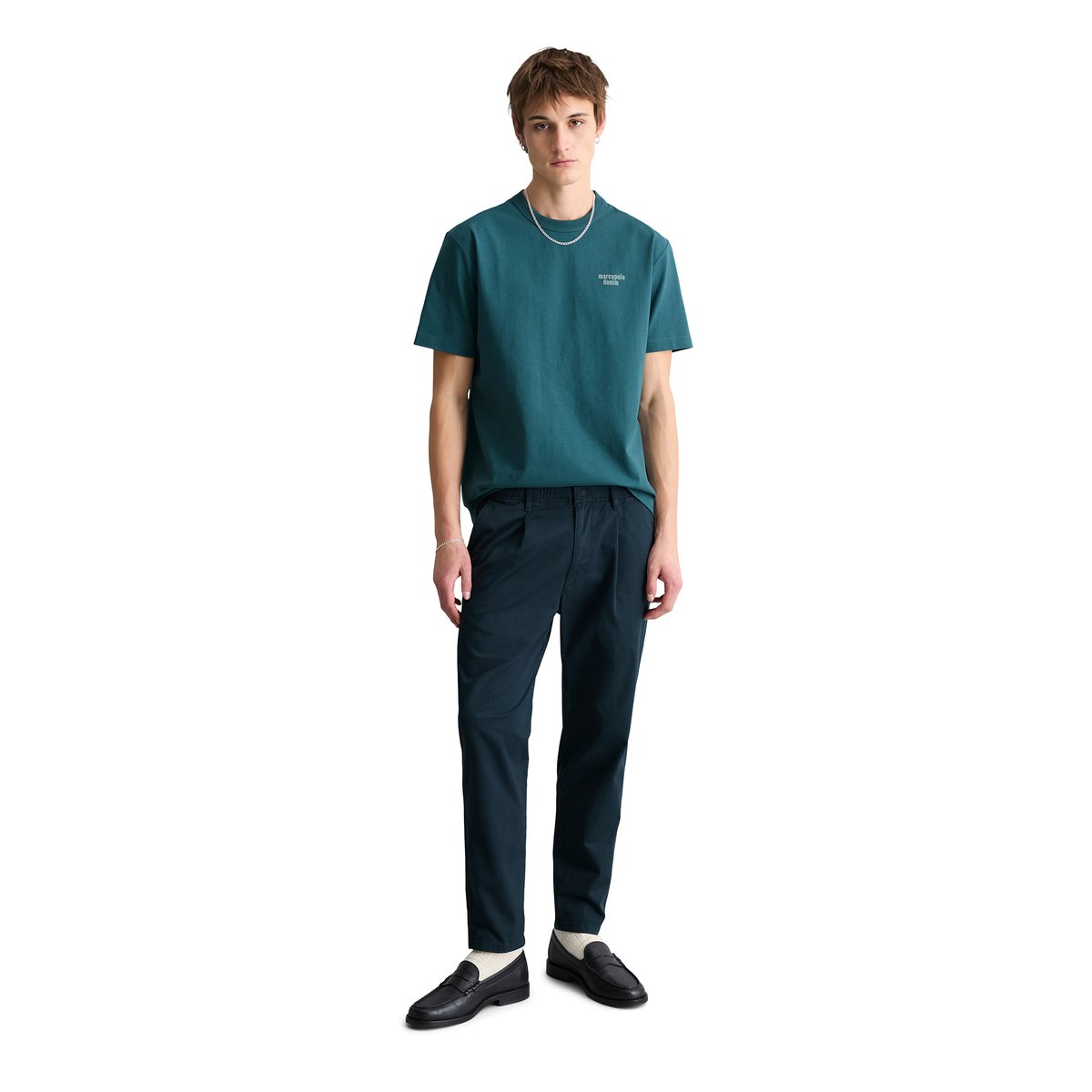 Chino modèle Anders regular en coton bio mélangé bleu foncé, MARC O’POLO DENIM