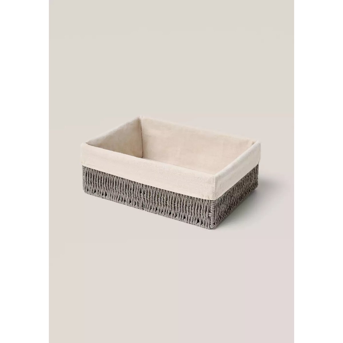 Grand panier en papier rectangulaire gris, MANGO HOME