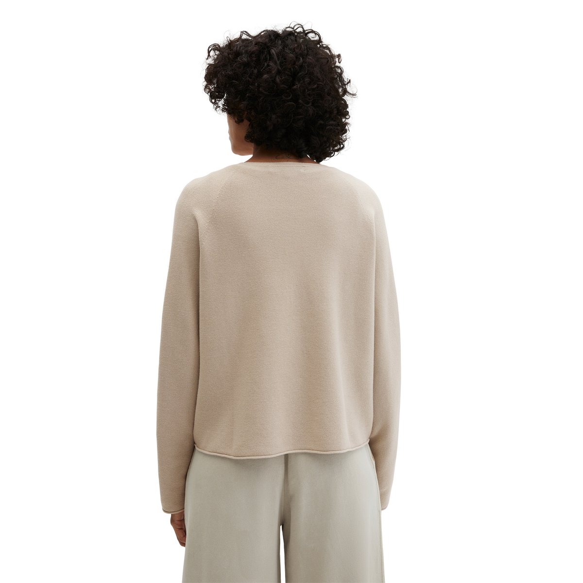 Pull-over seamless loose en pur coton bio gris clair, MARC O'POLO