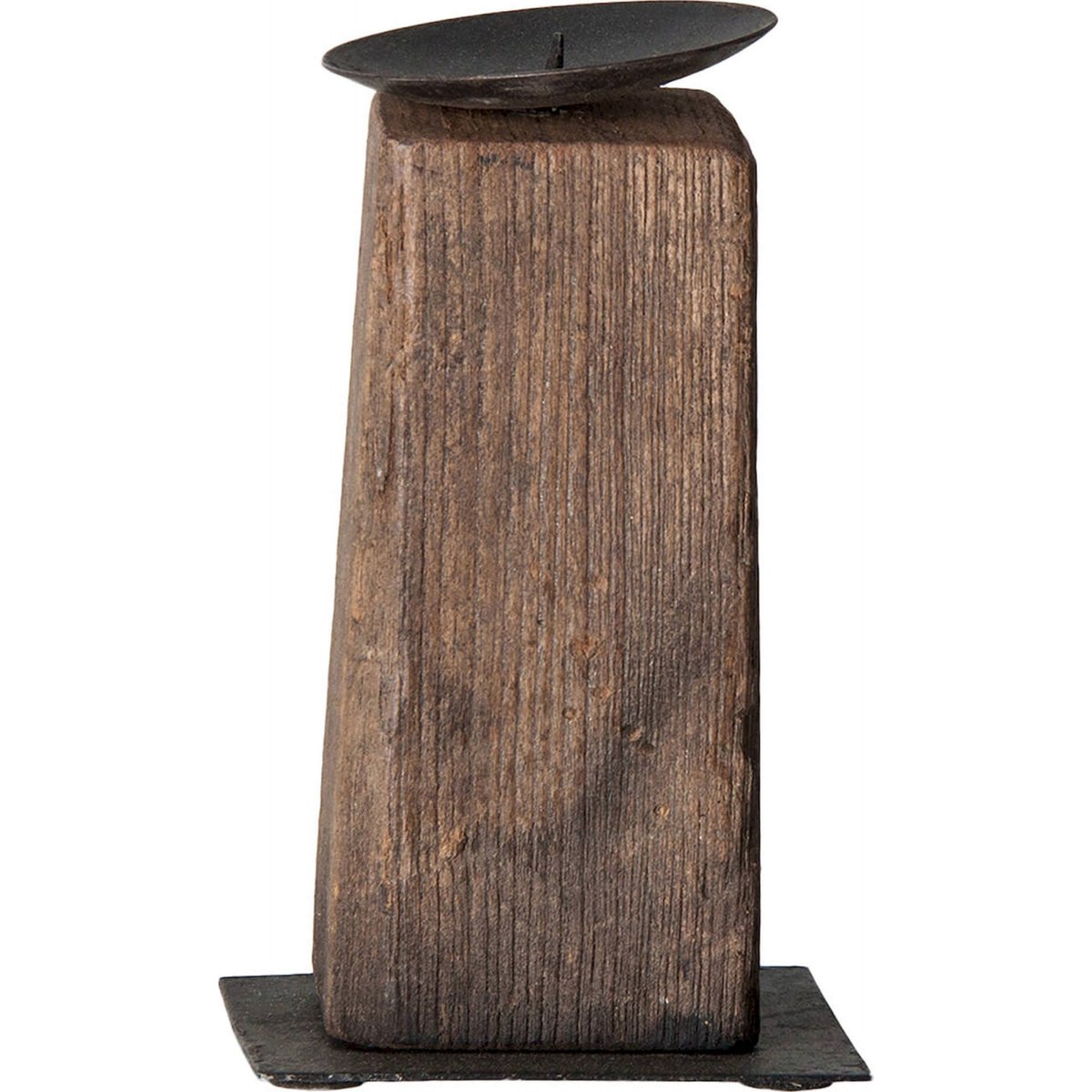 Lot de 3 porte-bougies ethniques en bois marron envejecido bois recyclé, RECOLLECTION