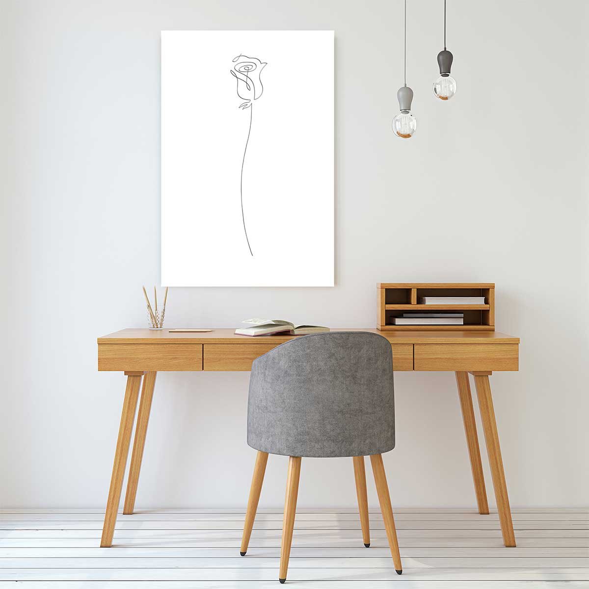 Tableau Bouton de rose croquis tableau alu dibond, HEXOA