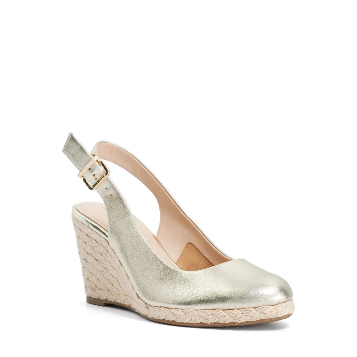 Sandales à talons compensés en jute et cuir - CAPABLE gold-leather, DUNE LONDON