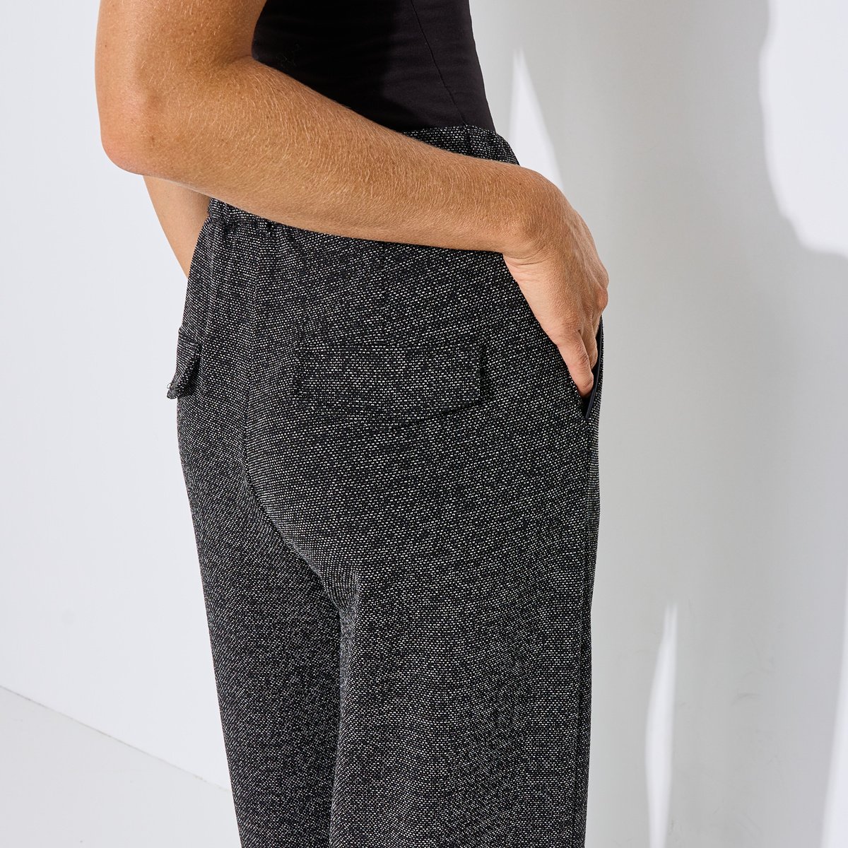 Pantalon large en maille noir, GRAIN DE MALICE