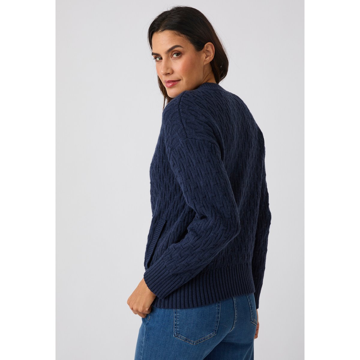Cardigan esprit blouson Thermolactyl bleu marine, DAMART