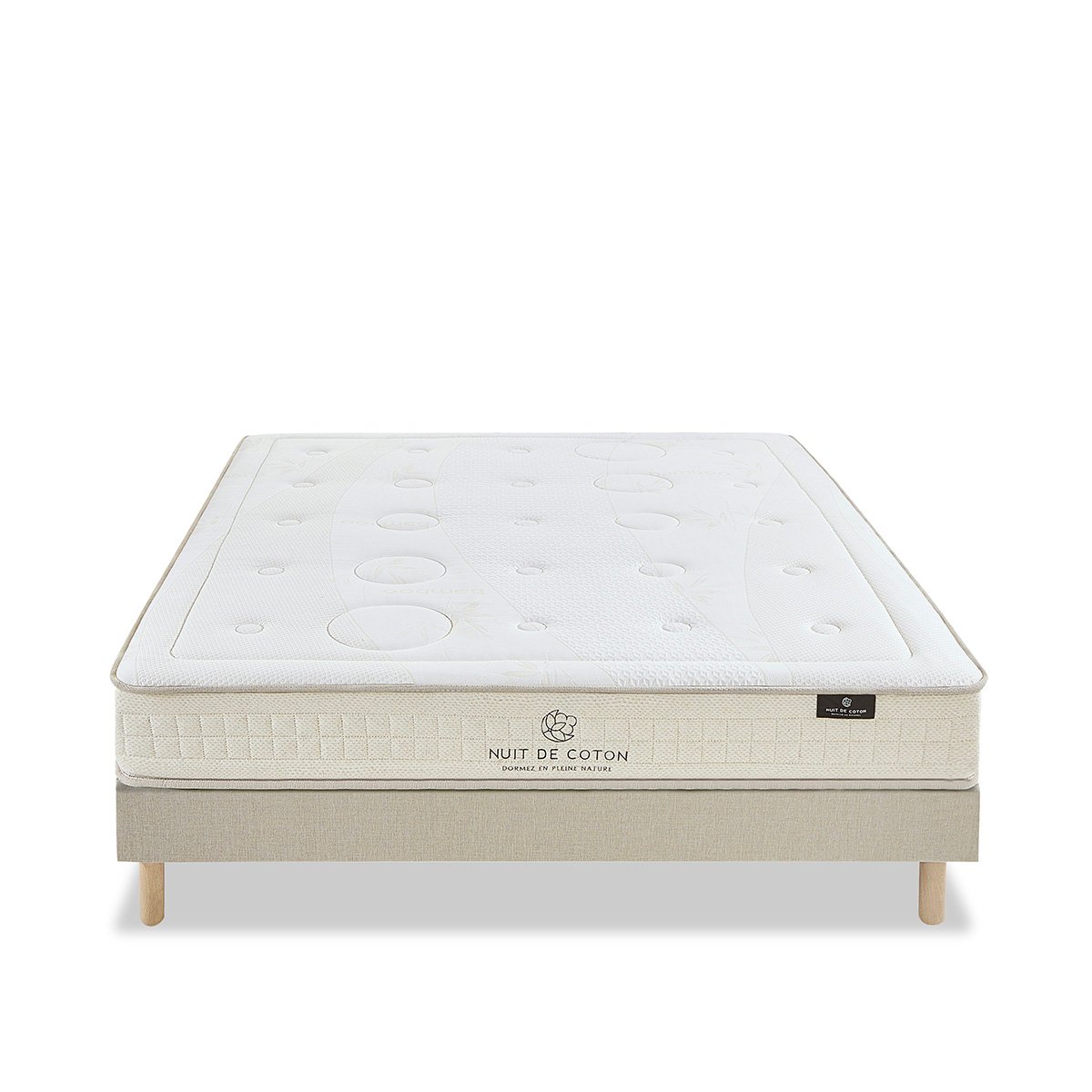 Ensemble Prélude 2.0 90x190 cm Matelas Latex 100% Naturel + Sommier Bois beige, BELLECOUR