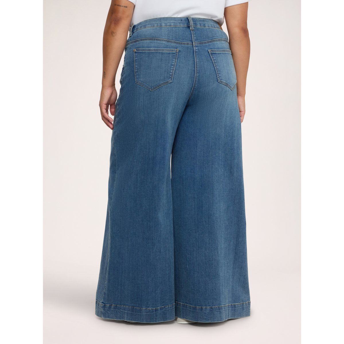 Jean Wide Leg délavage used bleu, FIORELLA RUBINO