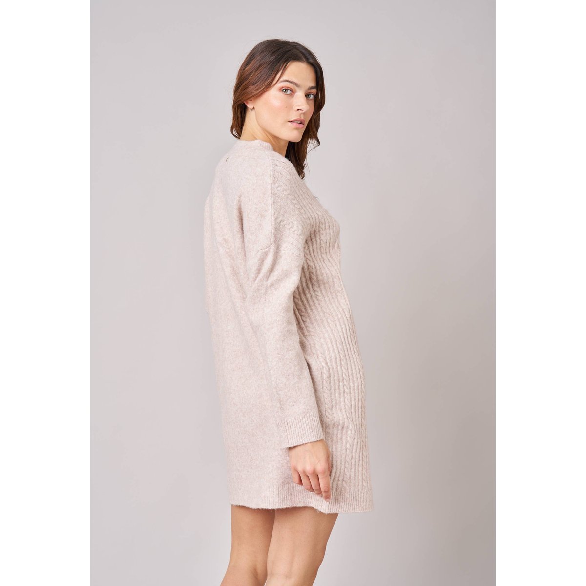 Robe ample femme en maille CORIANA beige, DEELUXE