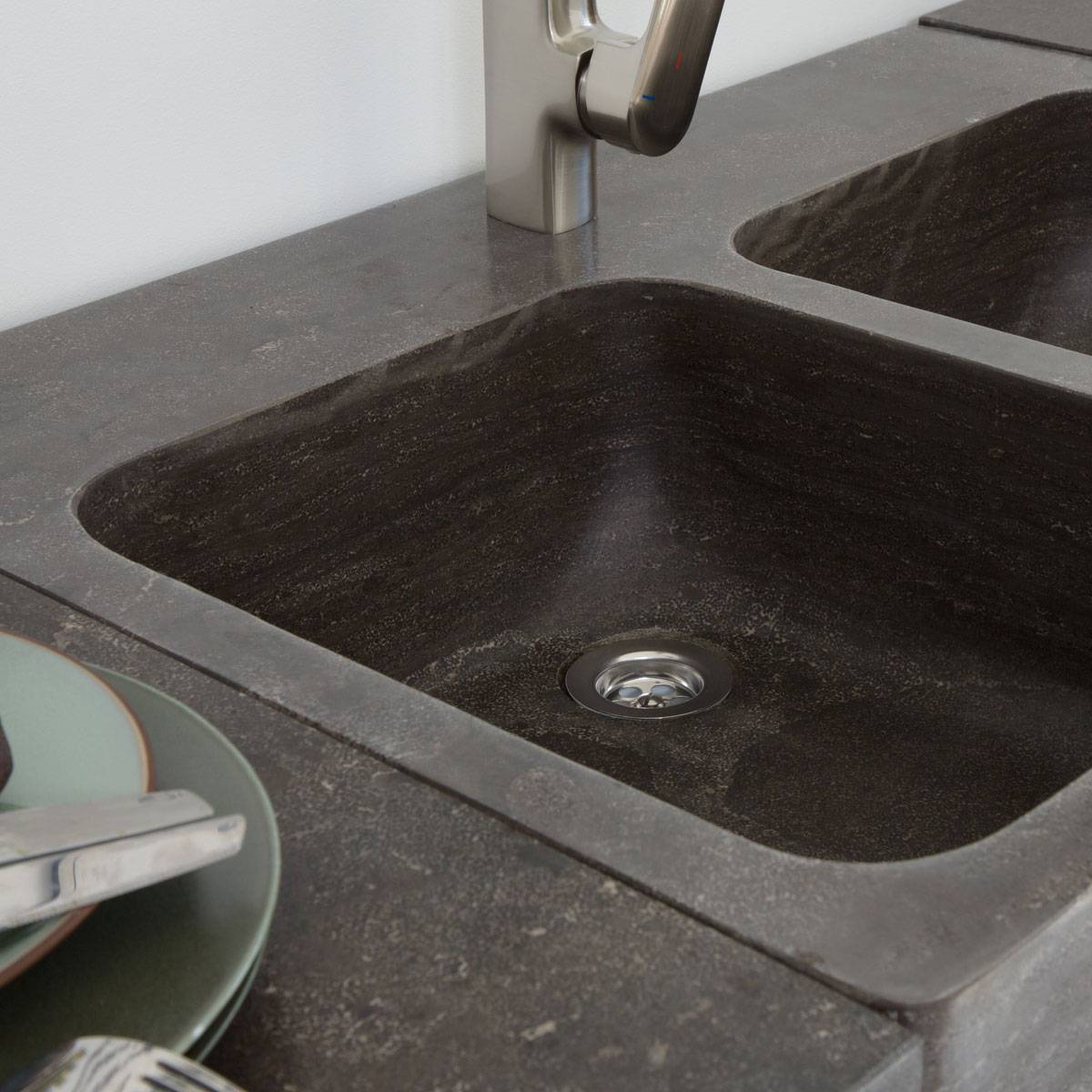 Meuble bas de cuisine en bois recyclé ROMAIN bois clair, MADE IN MEUBLES