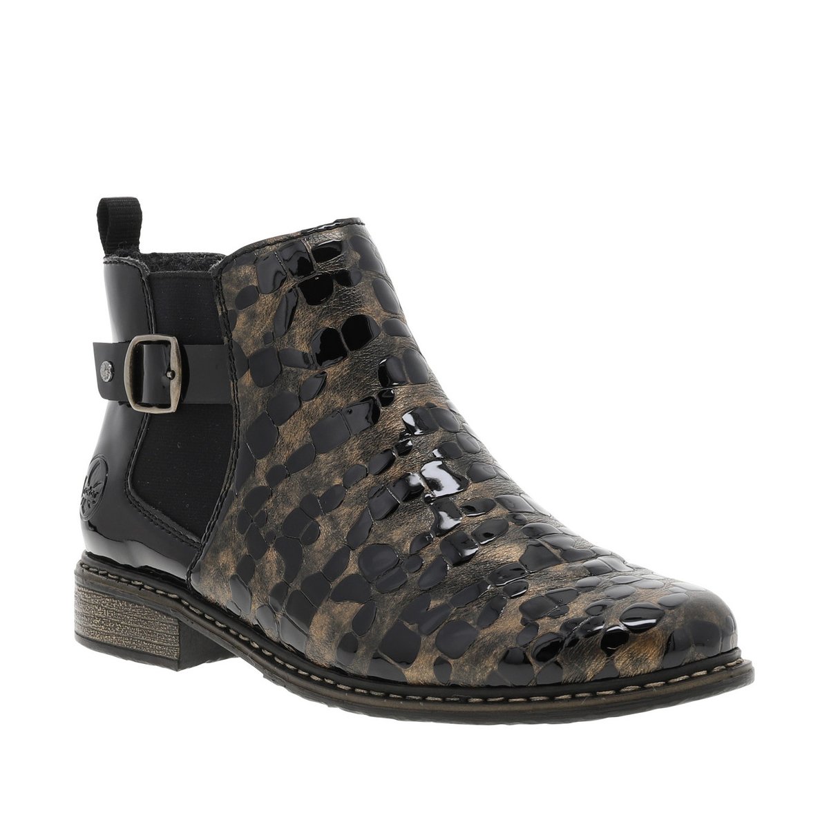 Boots cuir talon décroché bas bronze, RIEKER