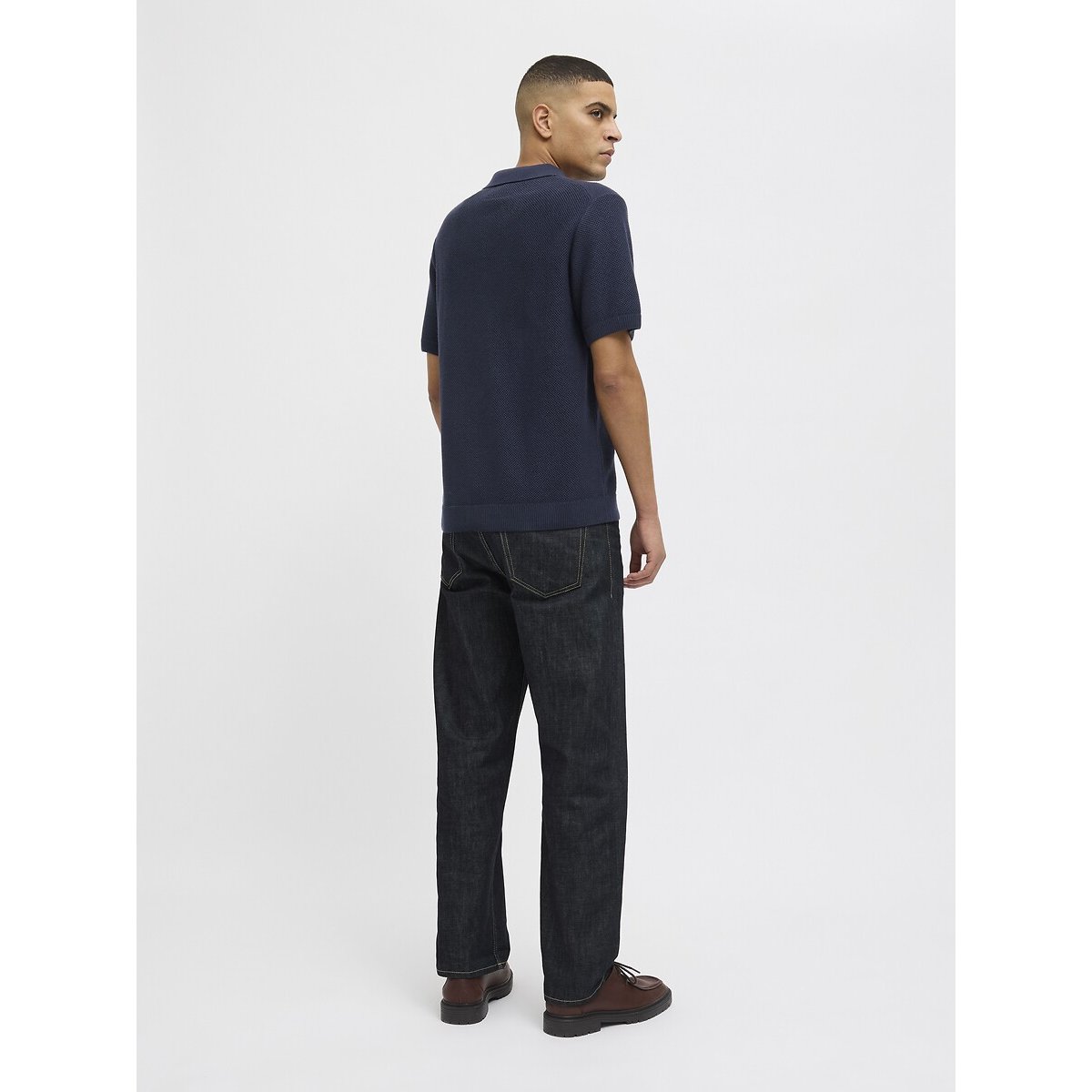 Polo en maille bleu foncé, JACK & JONES