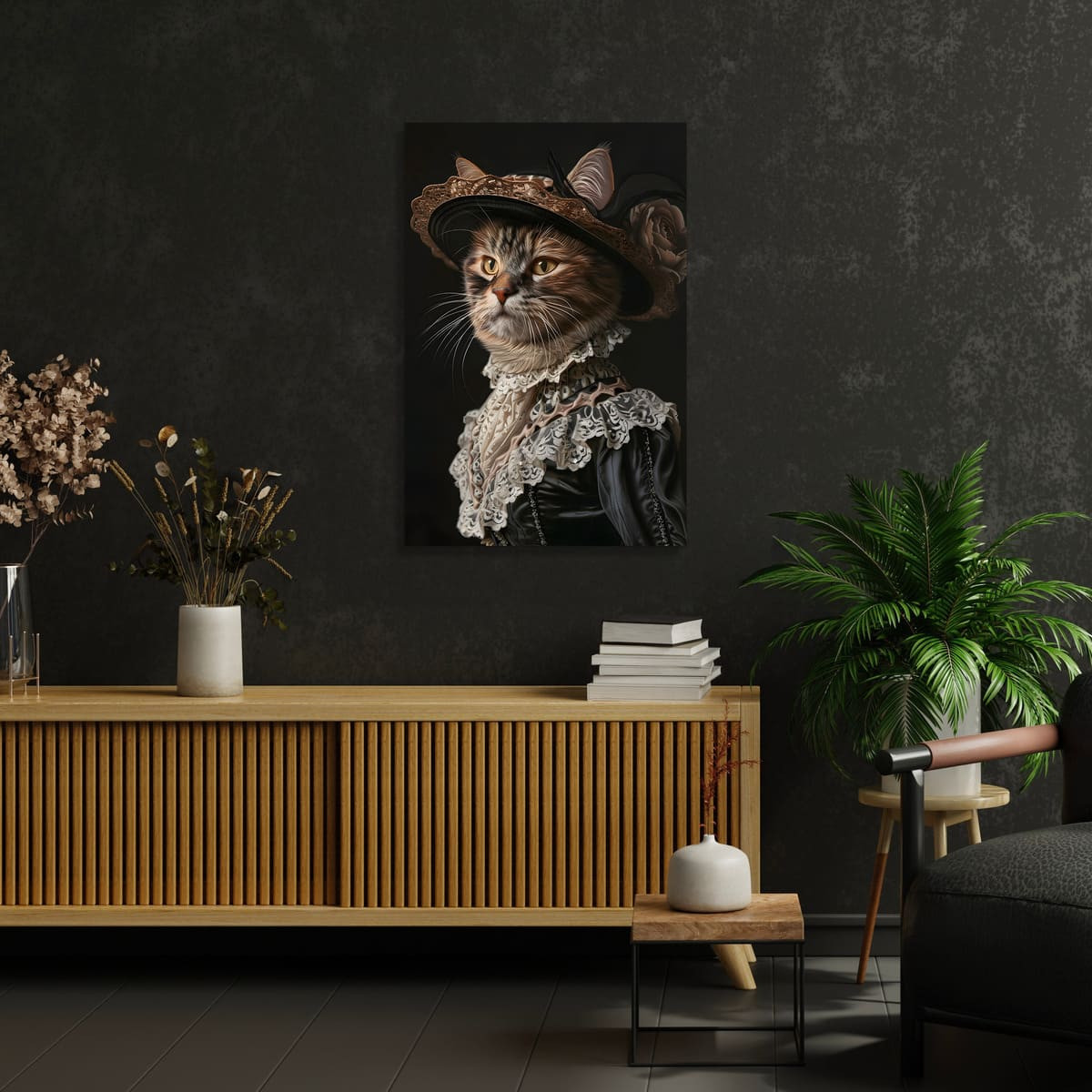 Tableau Mural Chat Victorien Avec Chapeau ANIMAUX HUMANISÉS tableau en verre synthétique, CEANOTHE