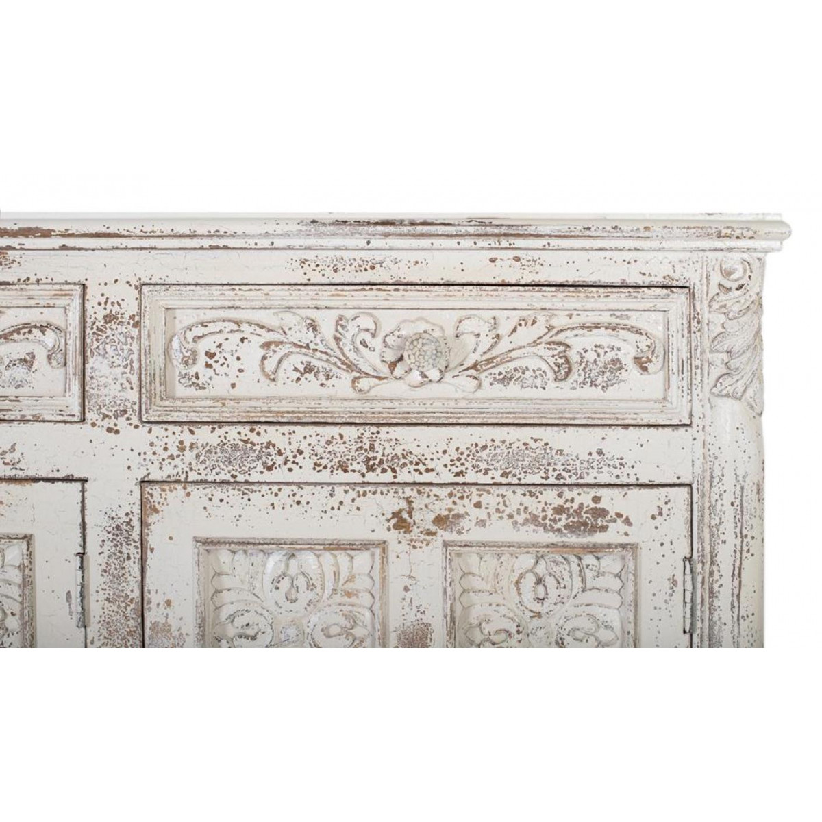 Bahut 3 tiroirs blanc, DECORATION D’AUTREFOIS