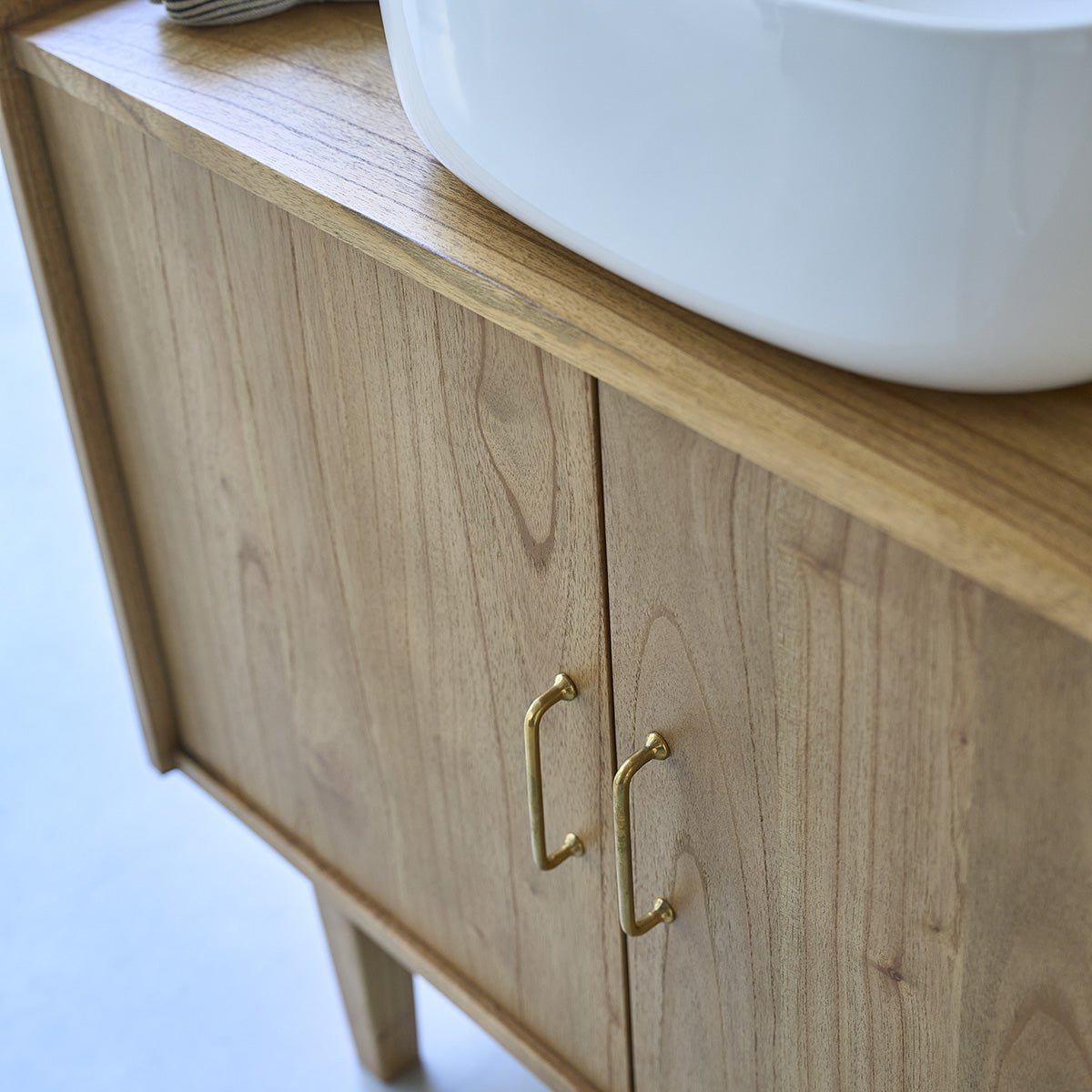 Meuble de salle de bain en mindi massif 90 cm  FIFTIES naturel, BERAH GETAH