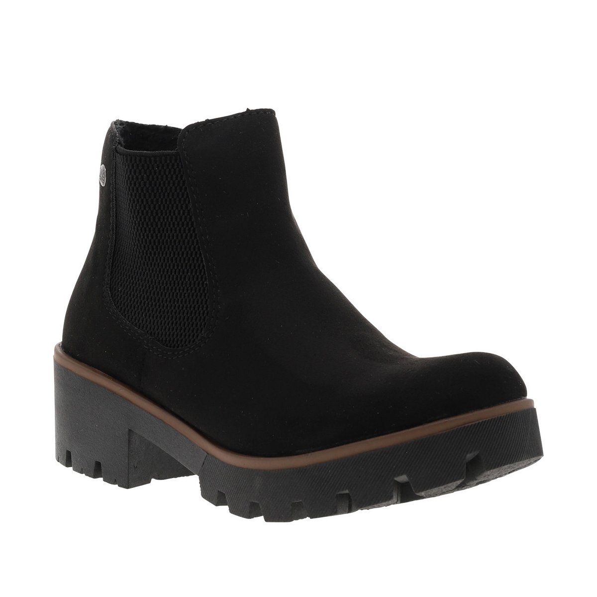Boots à talon décroché moyen avec des soufflets élastiqués noires, RIEKER