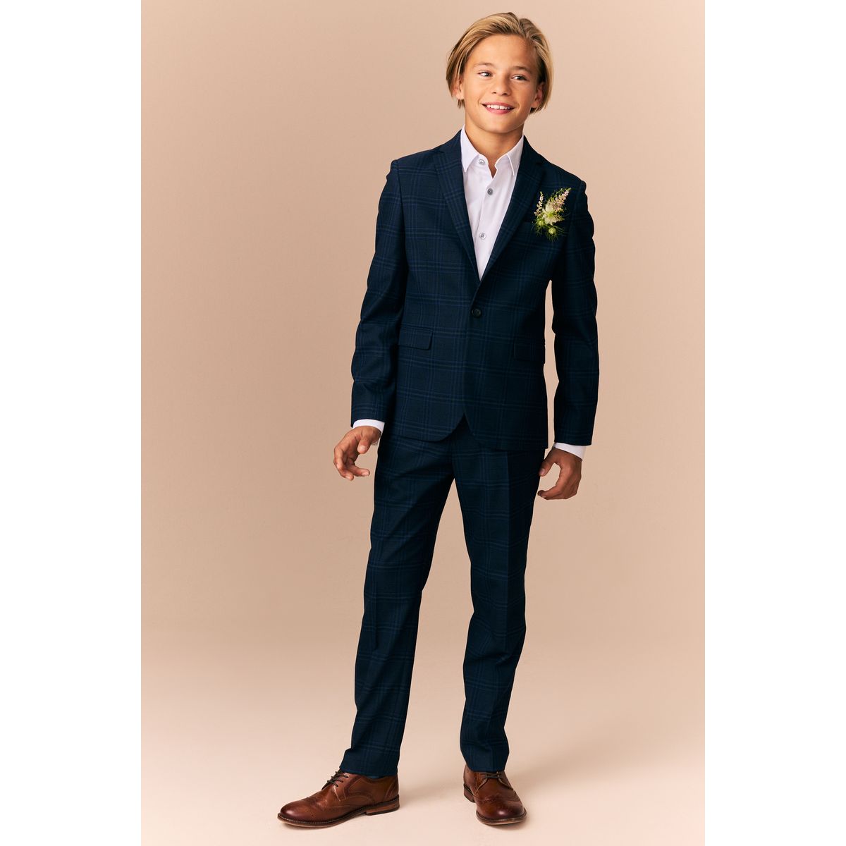 Costume skinny aux carreaux bleu/bleu marine, NEXT