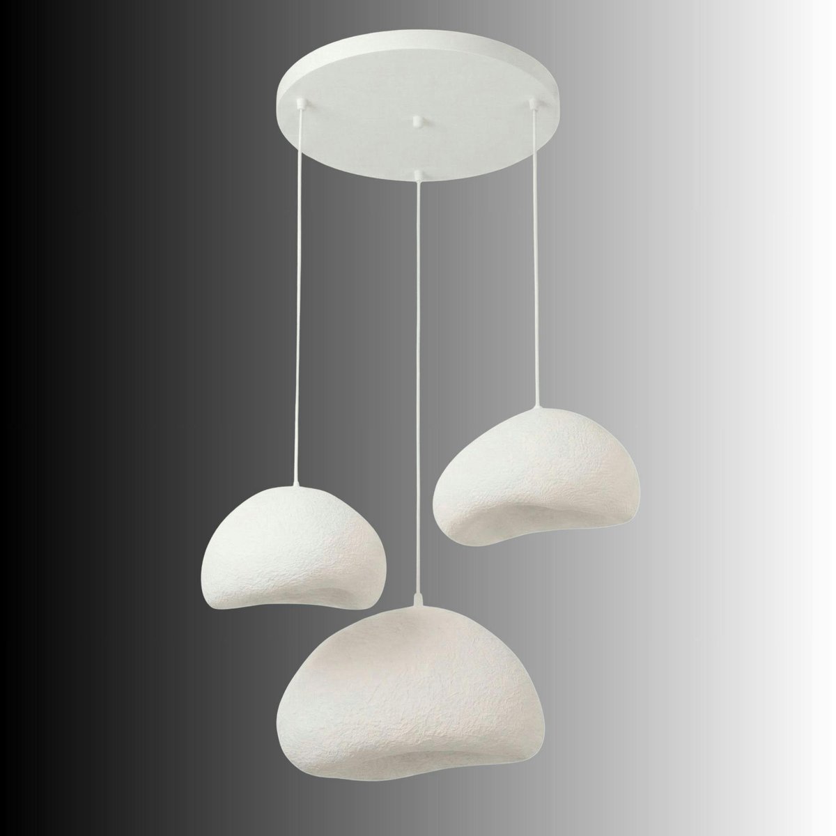 Suspension blanche étagée 3 abat-jour 82 cm NOXIS blanc, PIER IMPORT