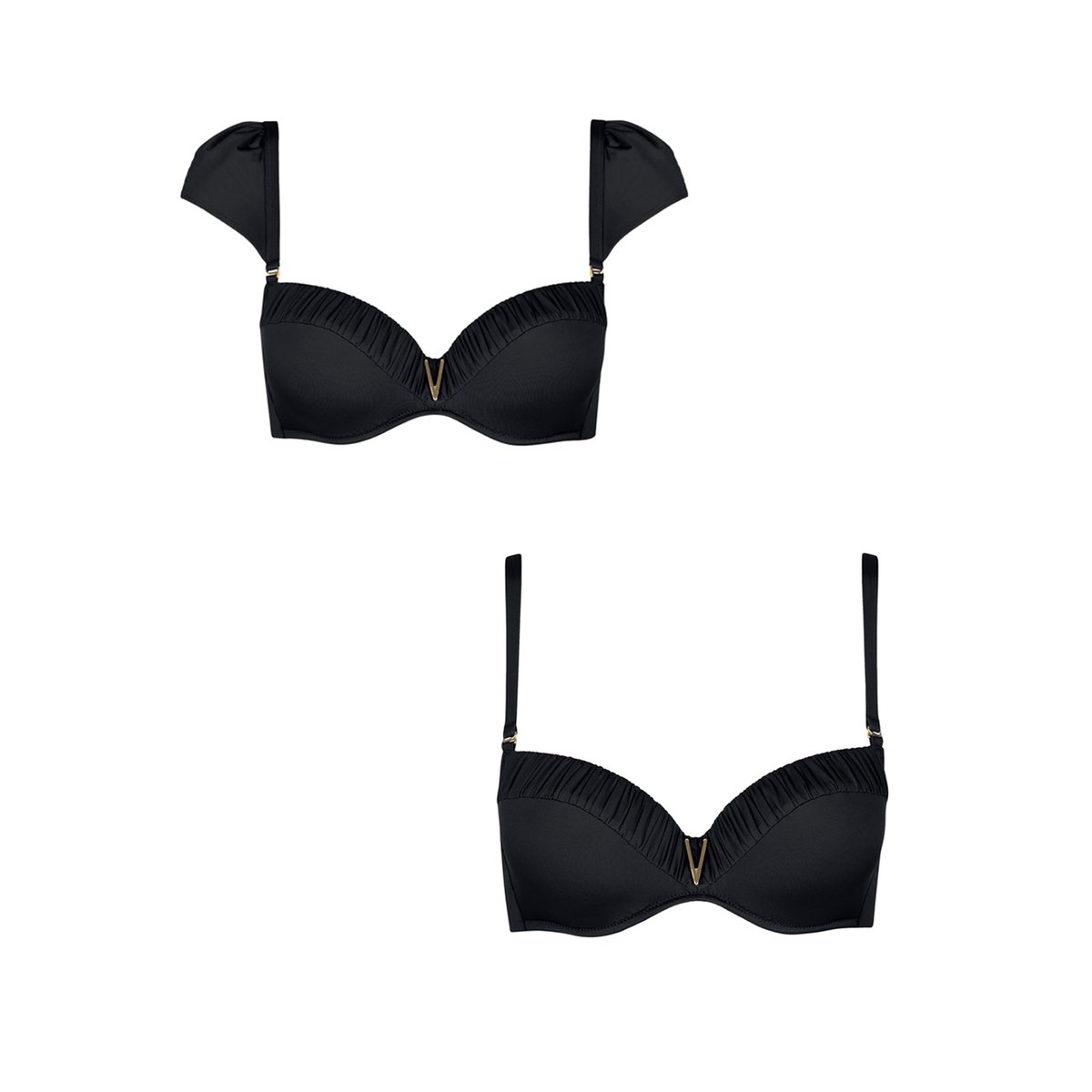 Haut maillot de bain préformé multipositions Isola Rossa noir, LISCA