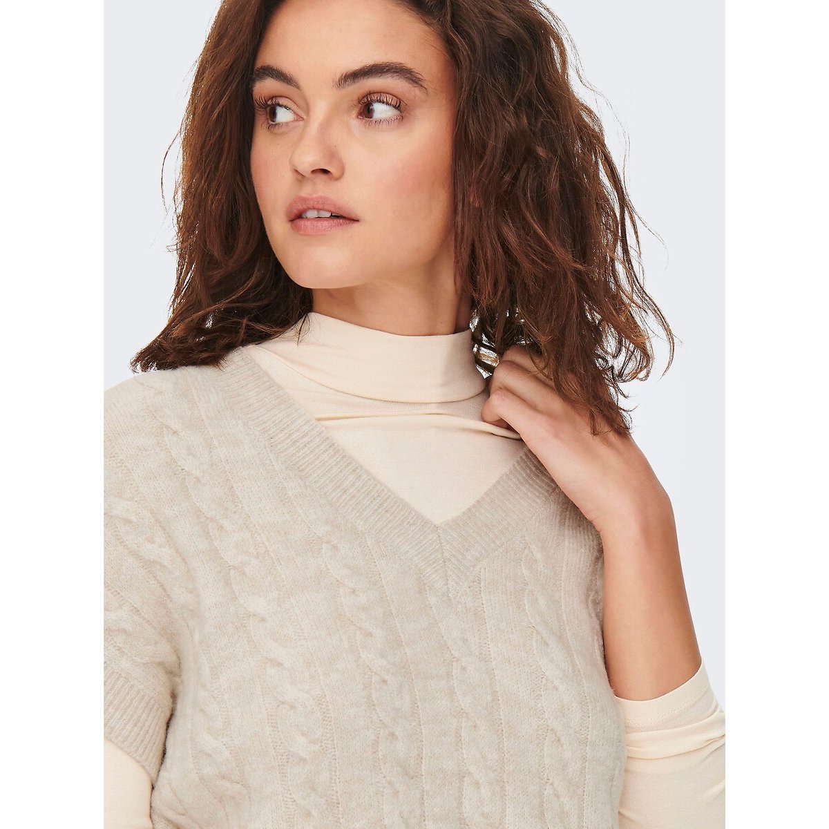 Pull a maniche corte beige chiaro, ONLY