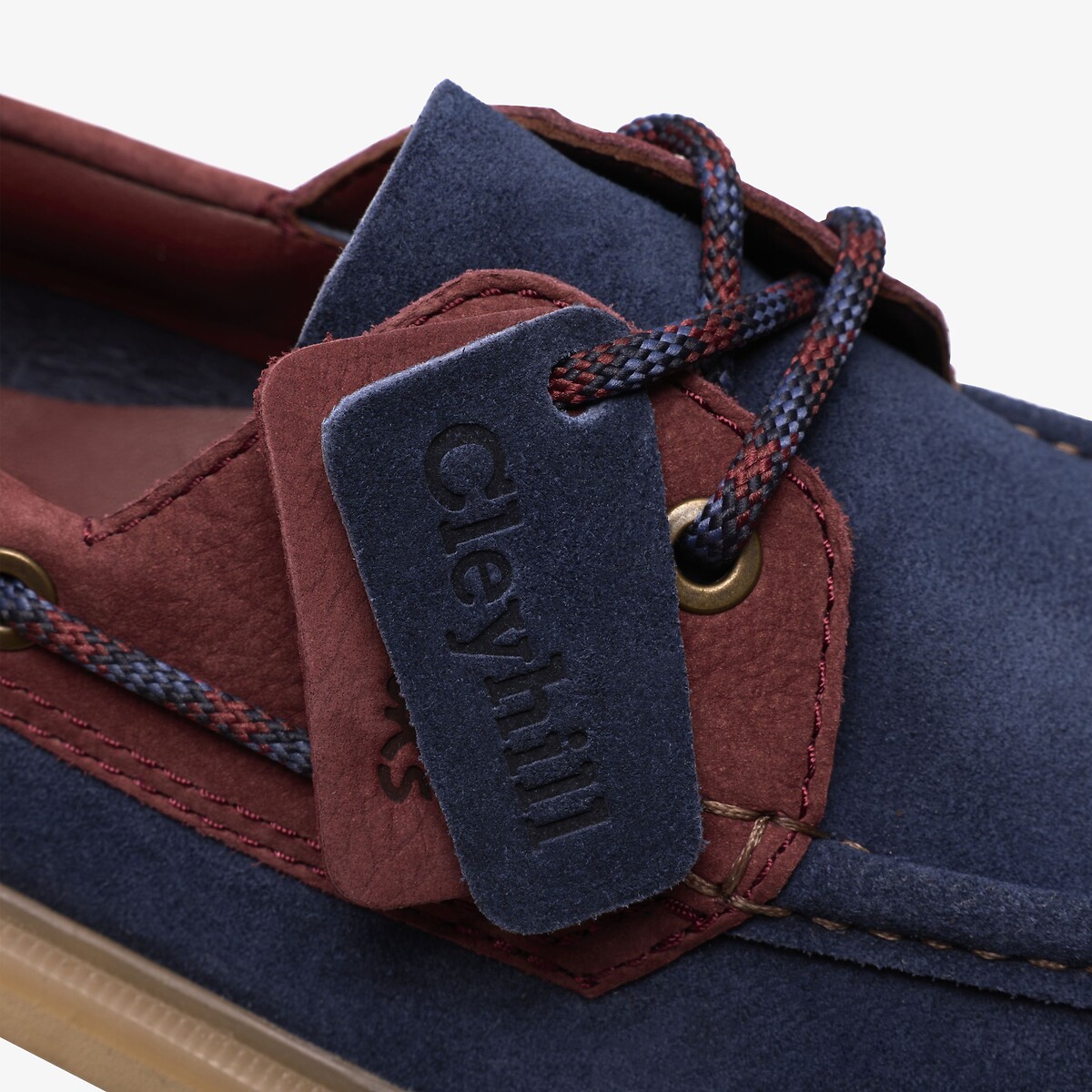 Chaussures bateau en cuir Cleyhill Boat bleu marine/rouge, CLARKS